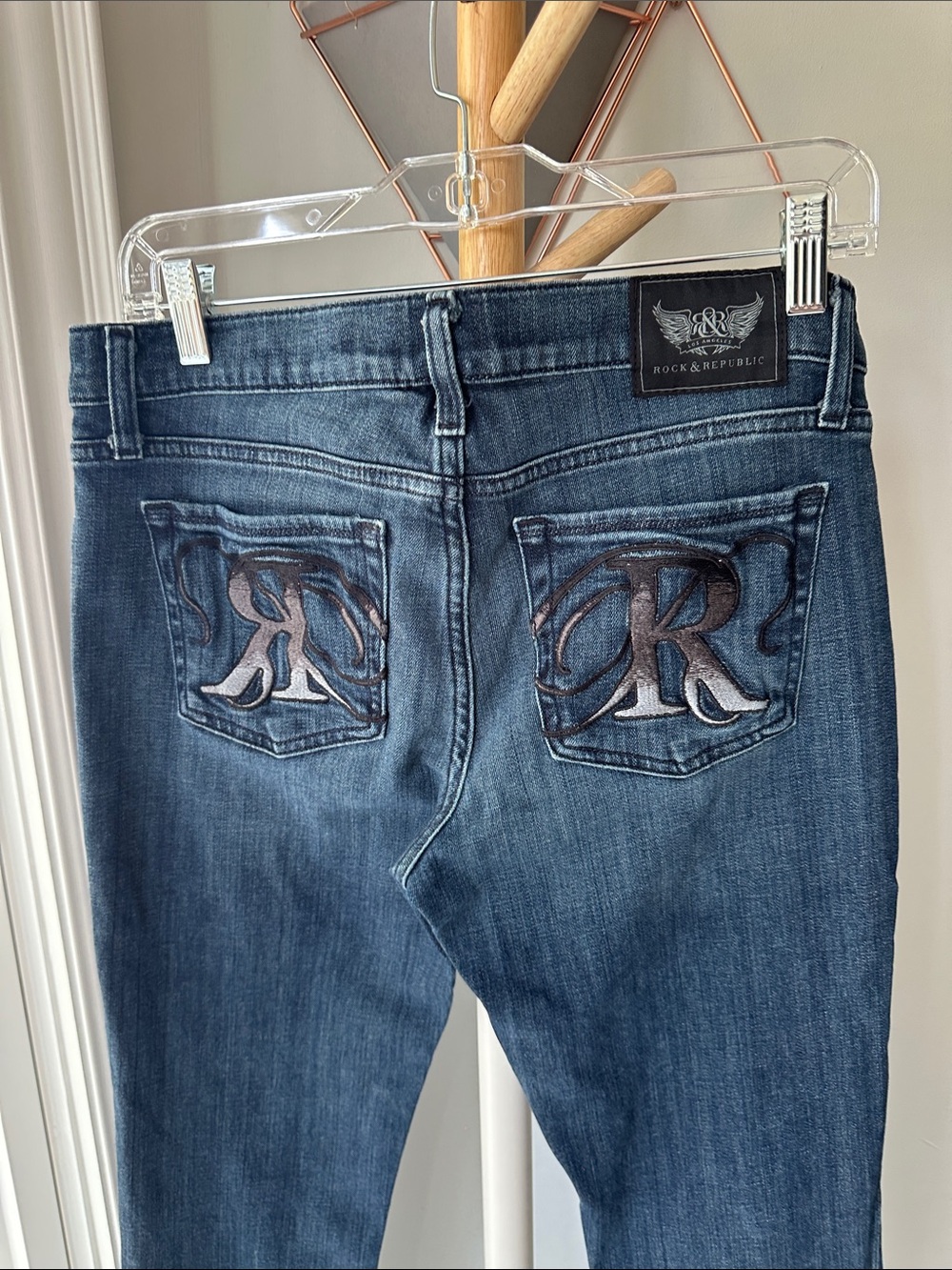 Vintage Y2K ROCK & REPUBLIC Women’s Dark Wash Jeans Blue Denim Low Rise Size 29